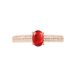 Bague Crista Or Rose Rubis Et Diamant