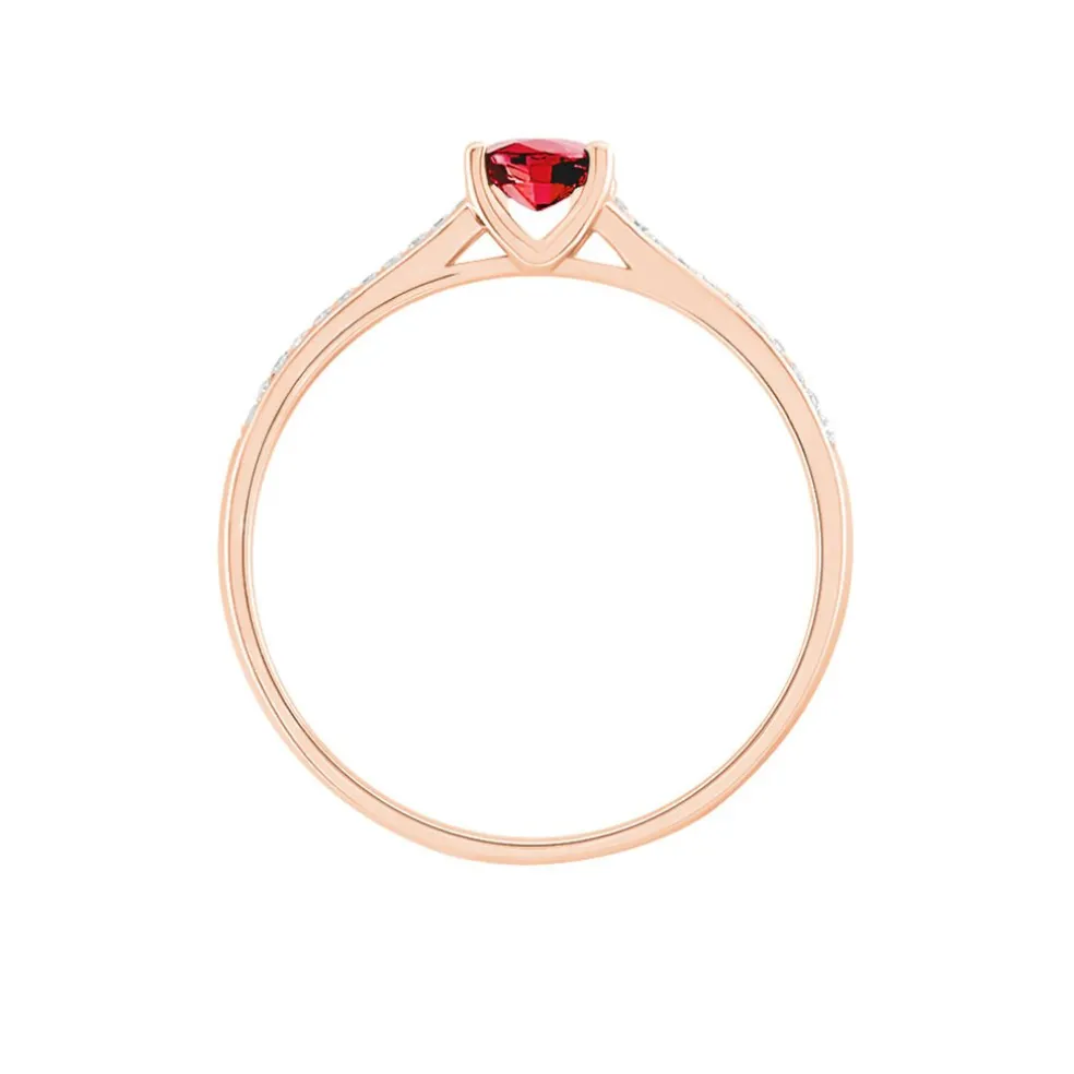 Bague Crista Or Rose Rubis Et Diamant