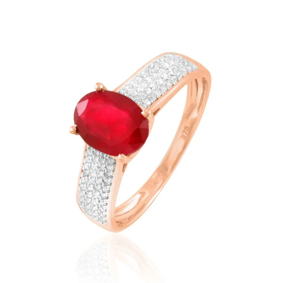 Bague Crista Or Rose Rubis Et Diamant