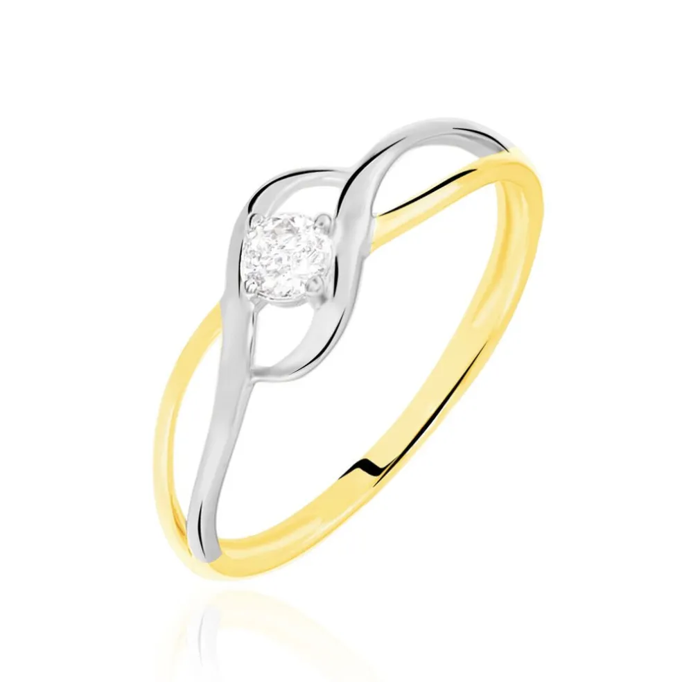 Bague Croise Or Bicolore Oxyde De Zirconium