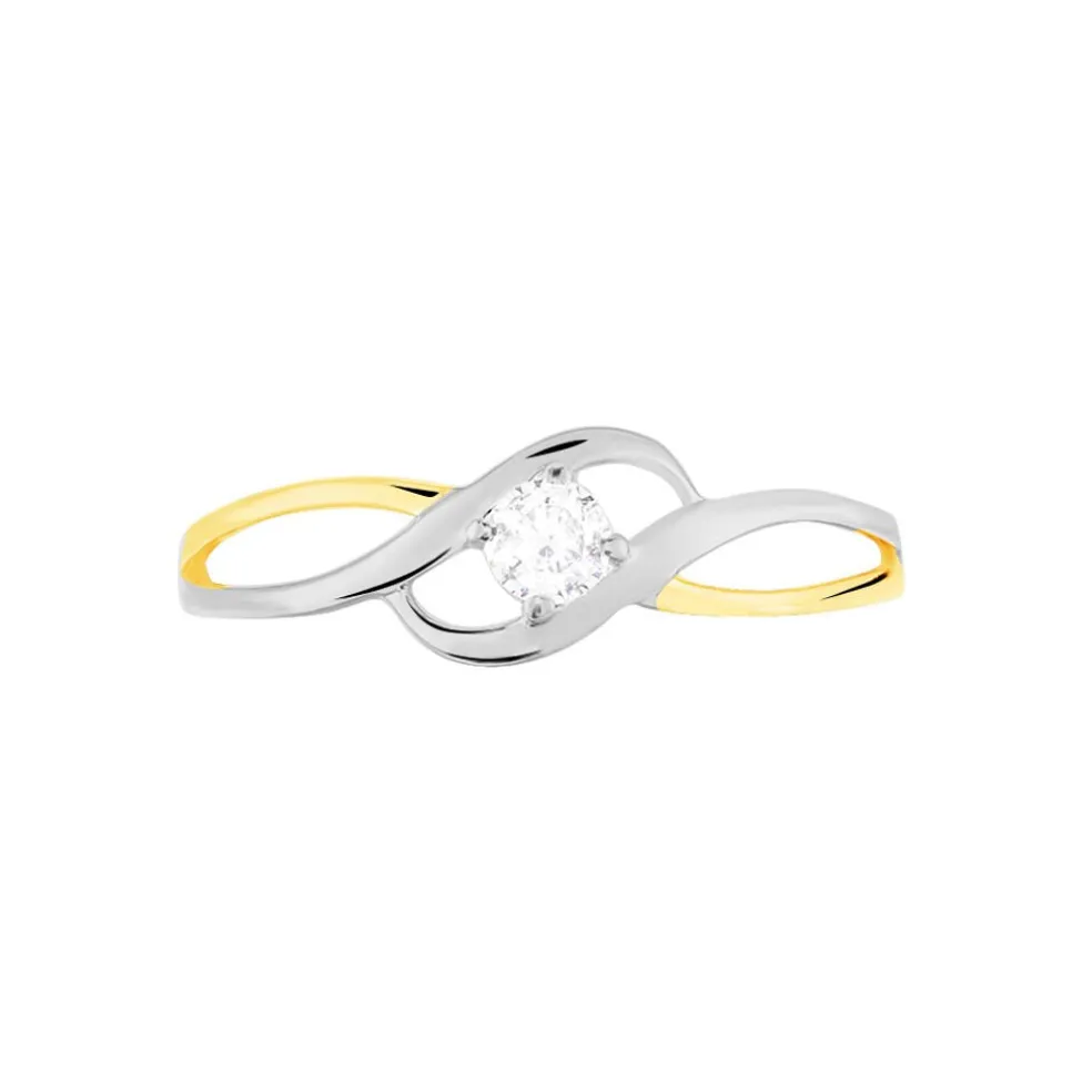 Bague Croise Or Bicolore Oxyde De Zirconium