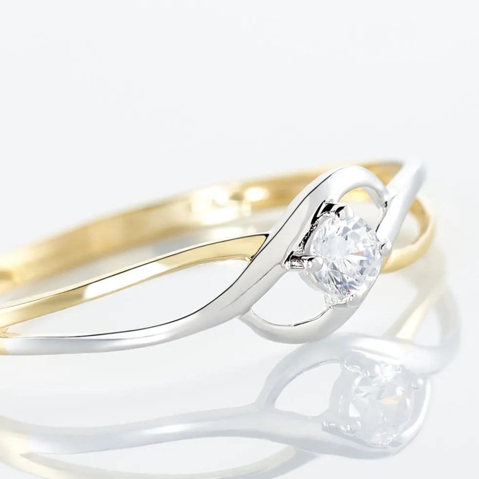 Bague Croise Or Bicolore Oxyde De Zirconium