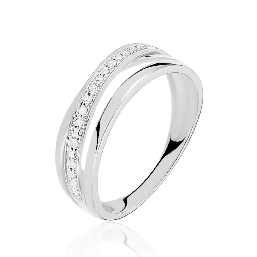 Bague Croisee Or Blanc Diamant