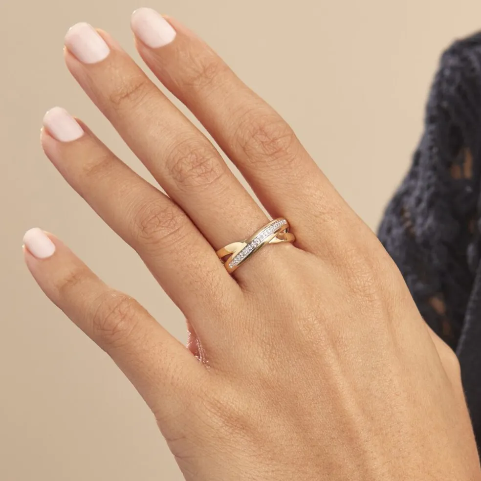 Bague Croisee Or Jaune Diamant