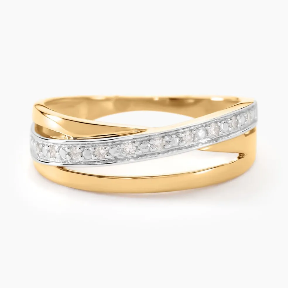 Bague Croisee Or Jaune Diamant