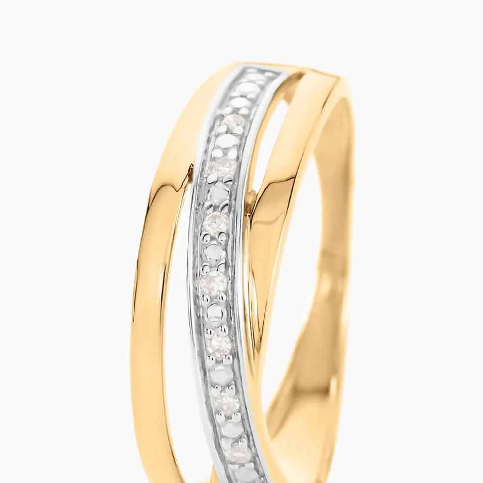 Bague Croisee Or Jaune Diamant