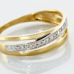 Bague Croisee Or Jaune Diamant