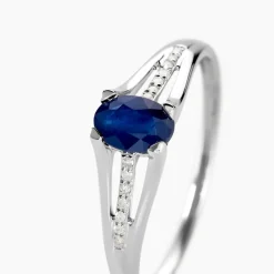 Bague Denise Or Blanc Saphir Et Diamant