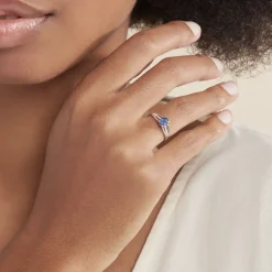 Bague Denise Or Blanc Saphir Et Diamant