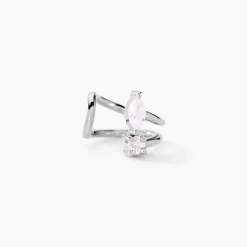 Bague D'oreille Unitaire Navette Argent Blanc Oxyde De Zirconium