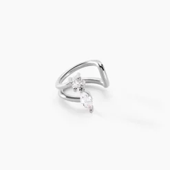 Bague D'oreille Unitaire Navette Argent Blanc Oxyde De Zirconium