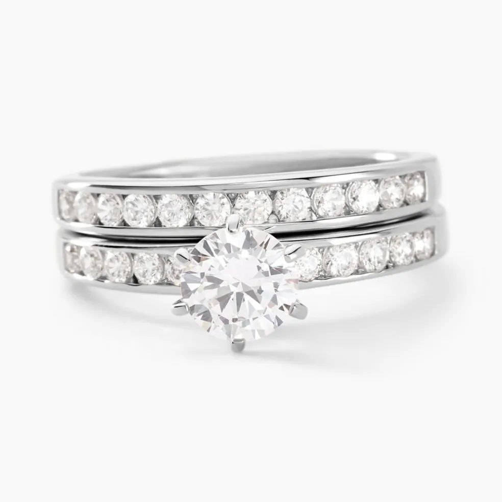 Bague Double Jeu Argent Blanc Oxyde De Zirconium