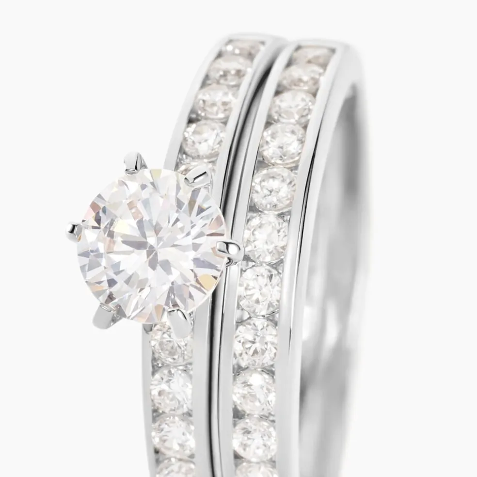 Bague Double Jeu Argent Blanc Oxyde De Zirconium