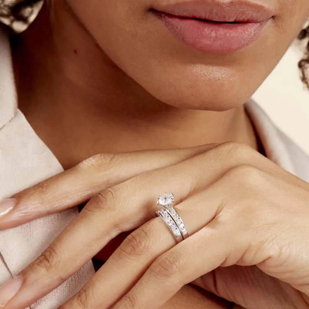 Bague Double Jeu Argent Blanc Oxyde De Zirconium