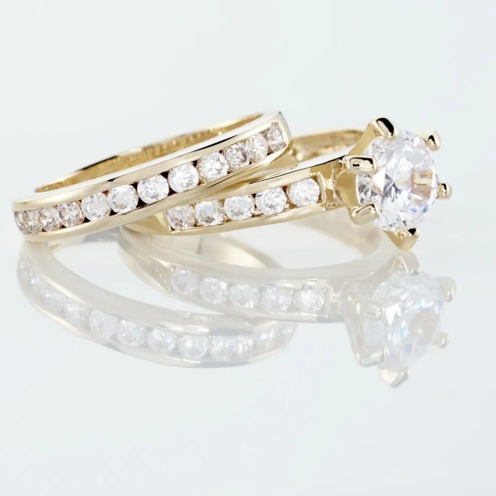 Bague Double Jeu Plaqué Or Jaune Oxyde De Zirconium