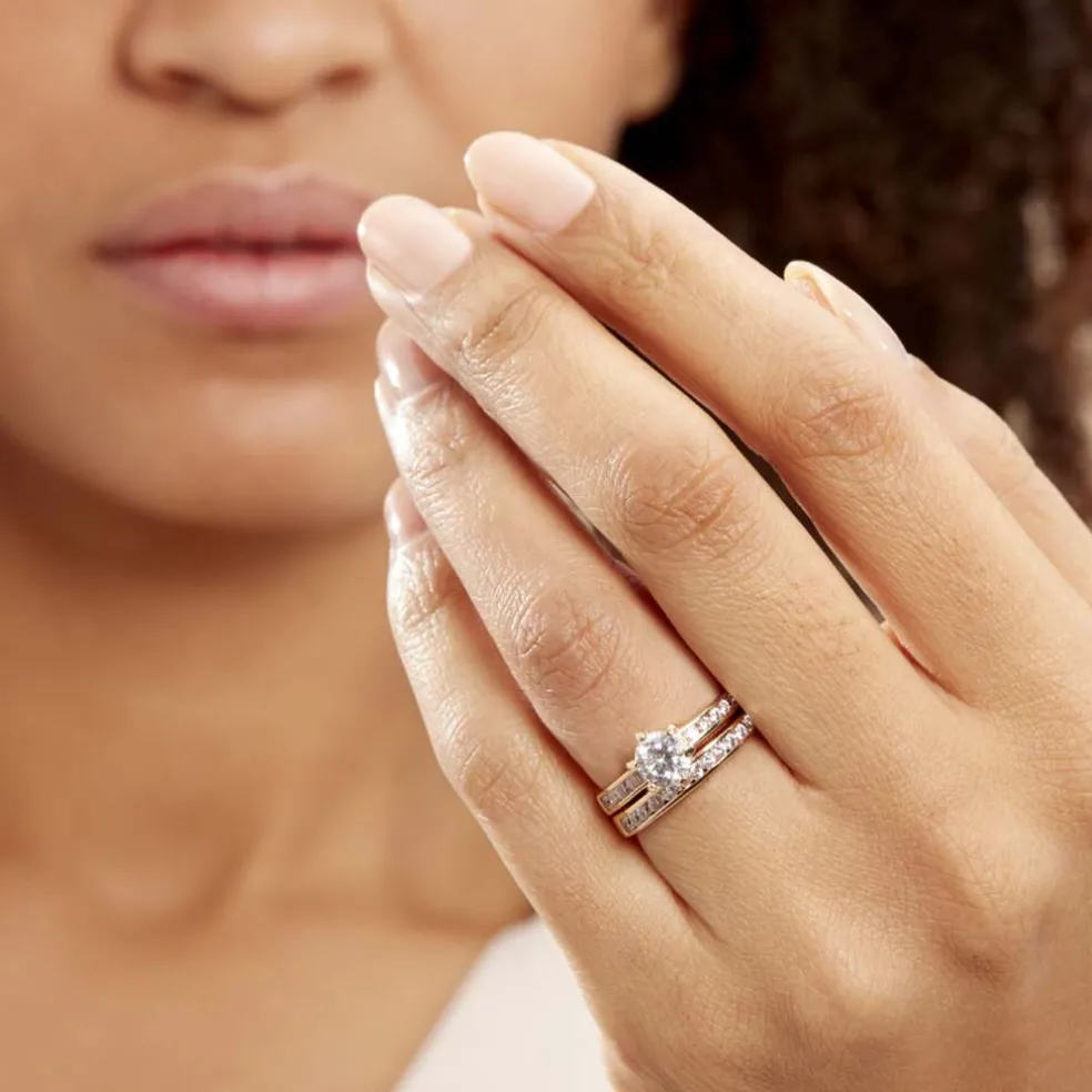 Bague Double Jeu Plaqué Or Jaune Oxyde De Zirconium