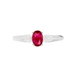 Bague Edgina Or Blanc Rubis Et Diamant