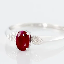 Bague Edgina Or Blanc Rubis Et Diamant