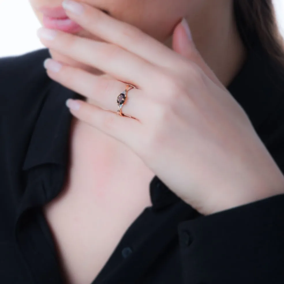 Bague Emeline Or Bicolore Amethyste