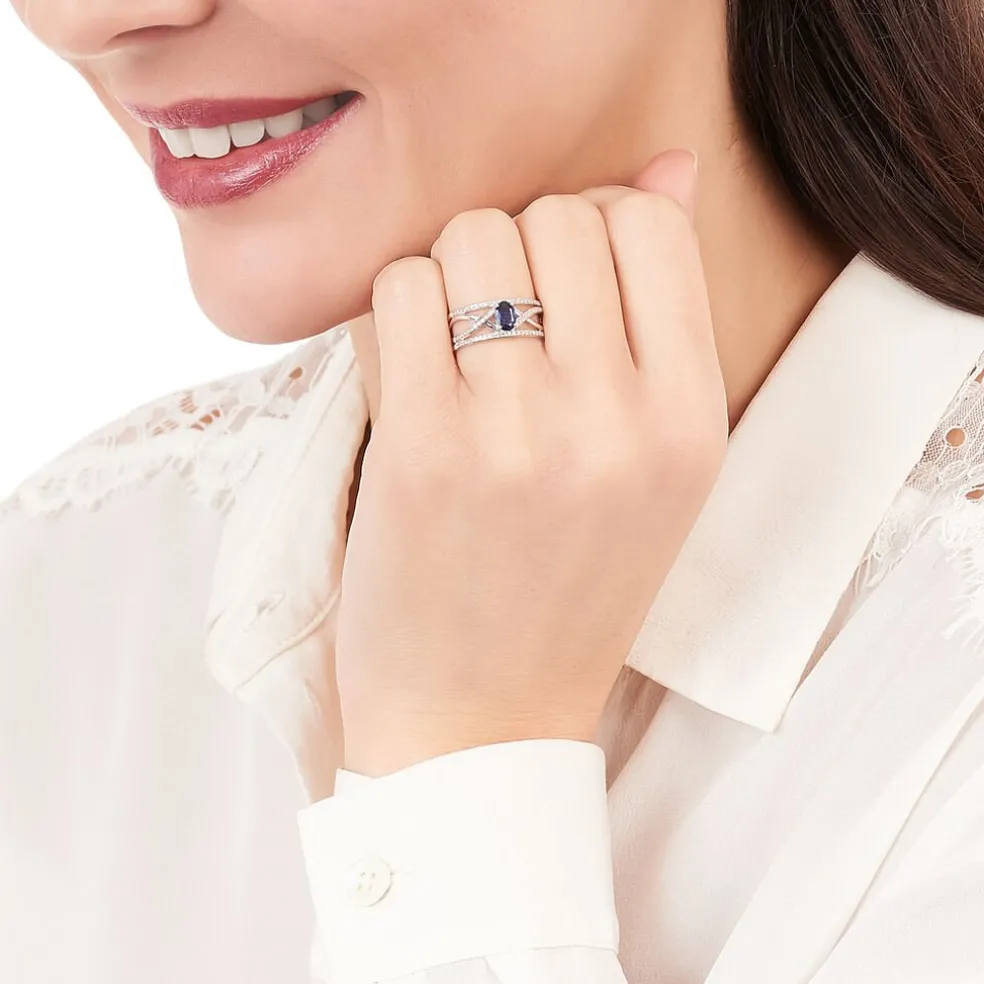 Bague Emeralina Or Blanc Saphir Et Diamant