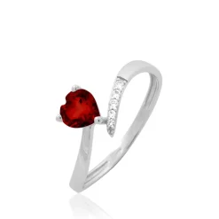 Bague Eva Or Blanc Grenat Et Diamant
