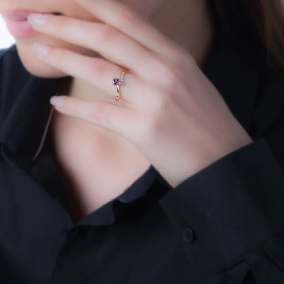 Bague Eva Or Jaune Grenat Et Diamant