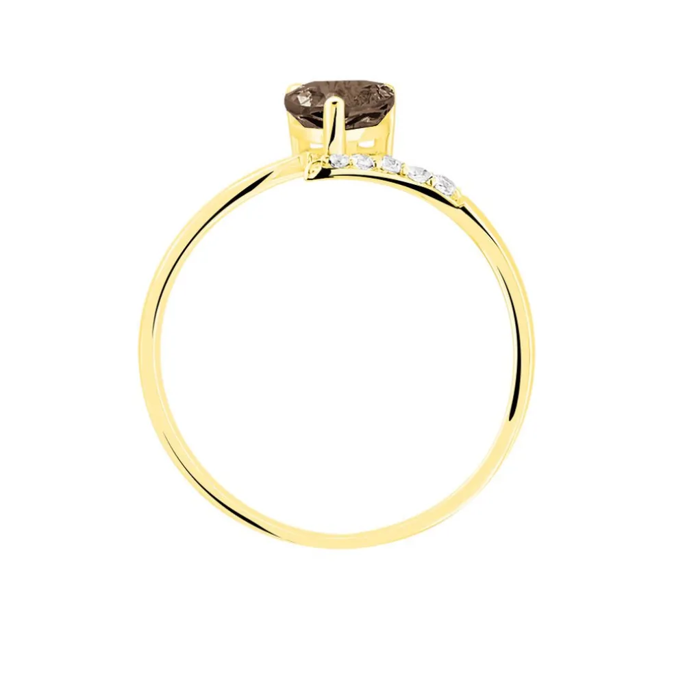 Bague Eva Or Jaune Quartz Et Diamant