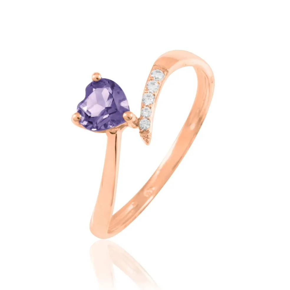 Bague Eva Or Rose Amethyste Et Diamant