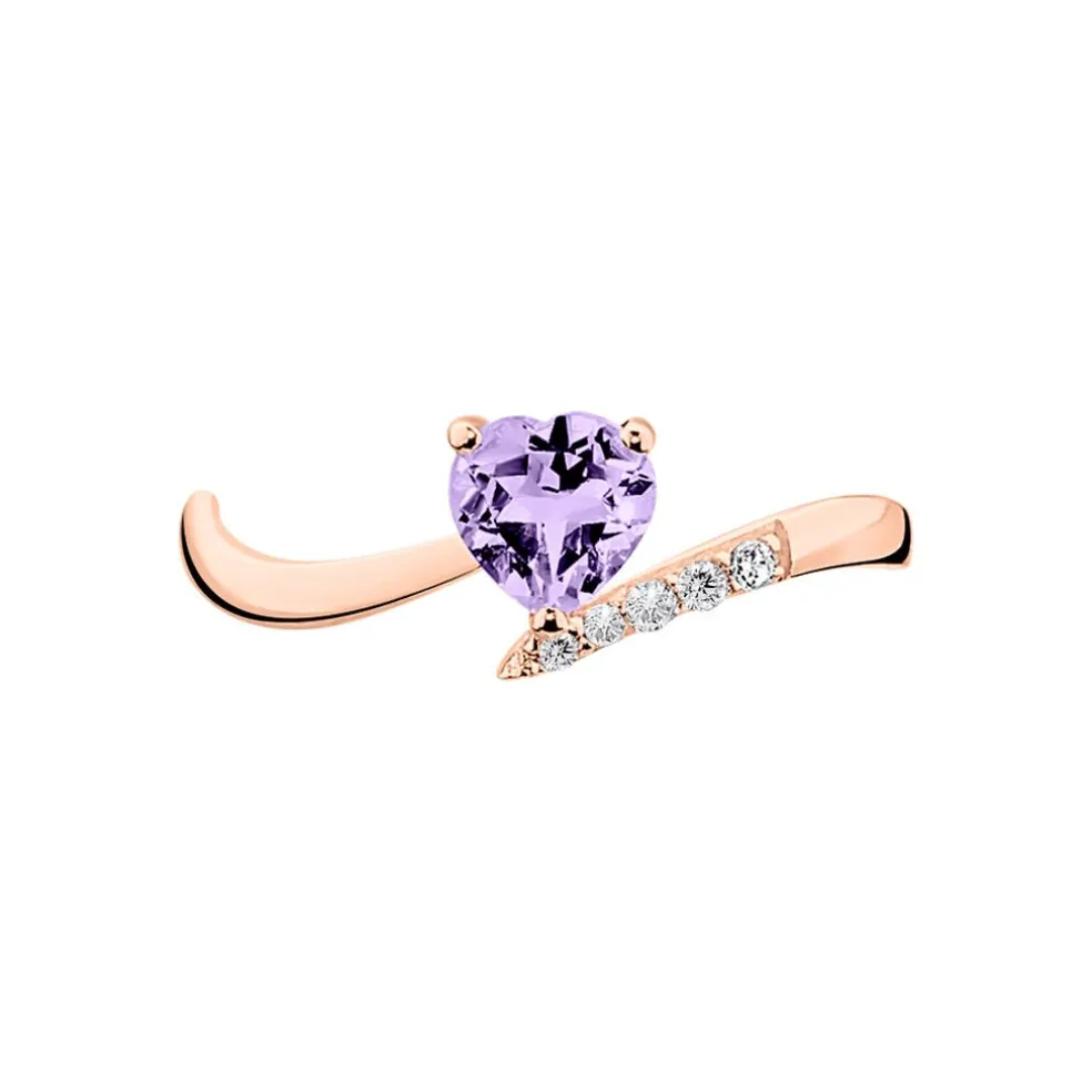 Bague Eva Or Rose Amethyste Et Diamant