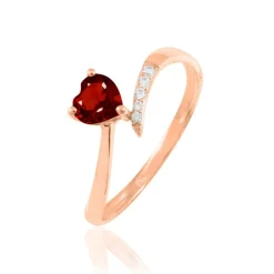 Bague Eva Or Rose Grenat Et Diamant
