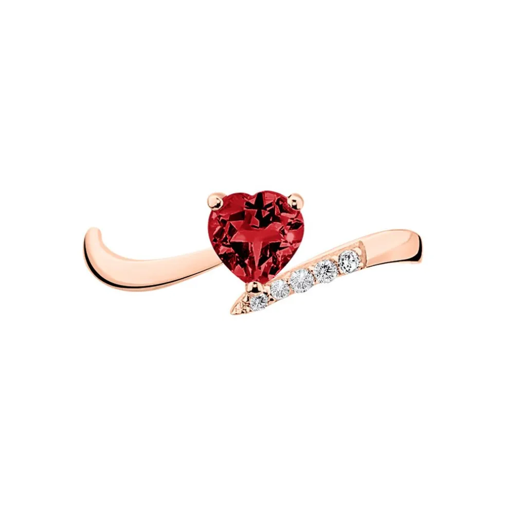 Bague Eva Or Rose Grenat Et Diamant