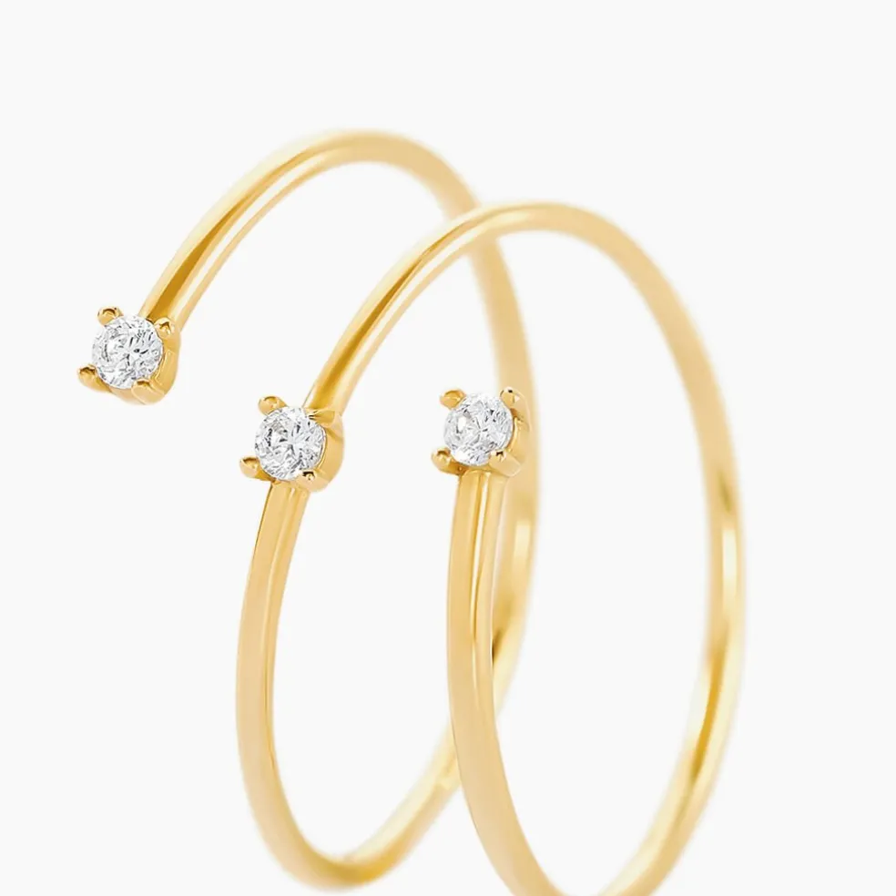Bague Falling Star Or Jaune Oxyde De Zirconium