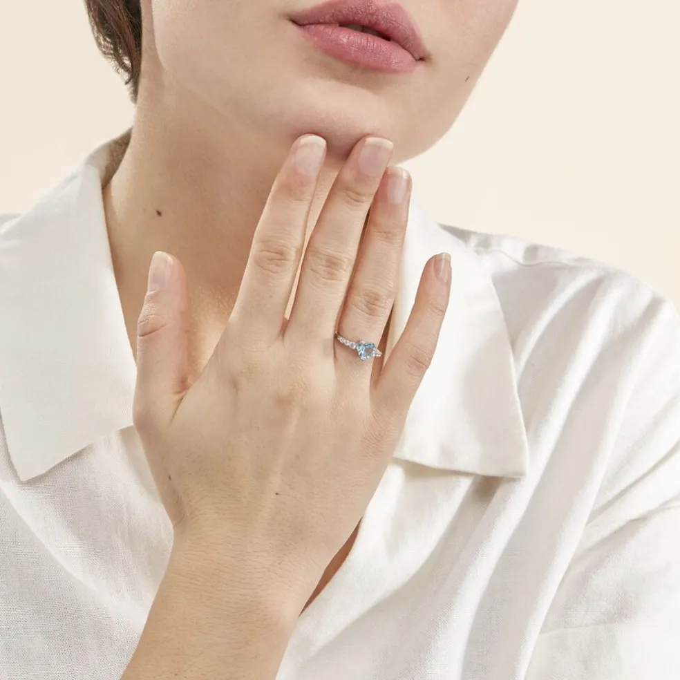 Bague Fany Or Blanc Topaze Et Oxyde De Zirconium