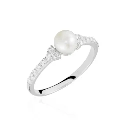 Bague Florenty Argent Blanc Perle De Culture Et Oxyde De Zirconium
