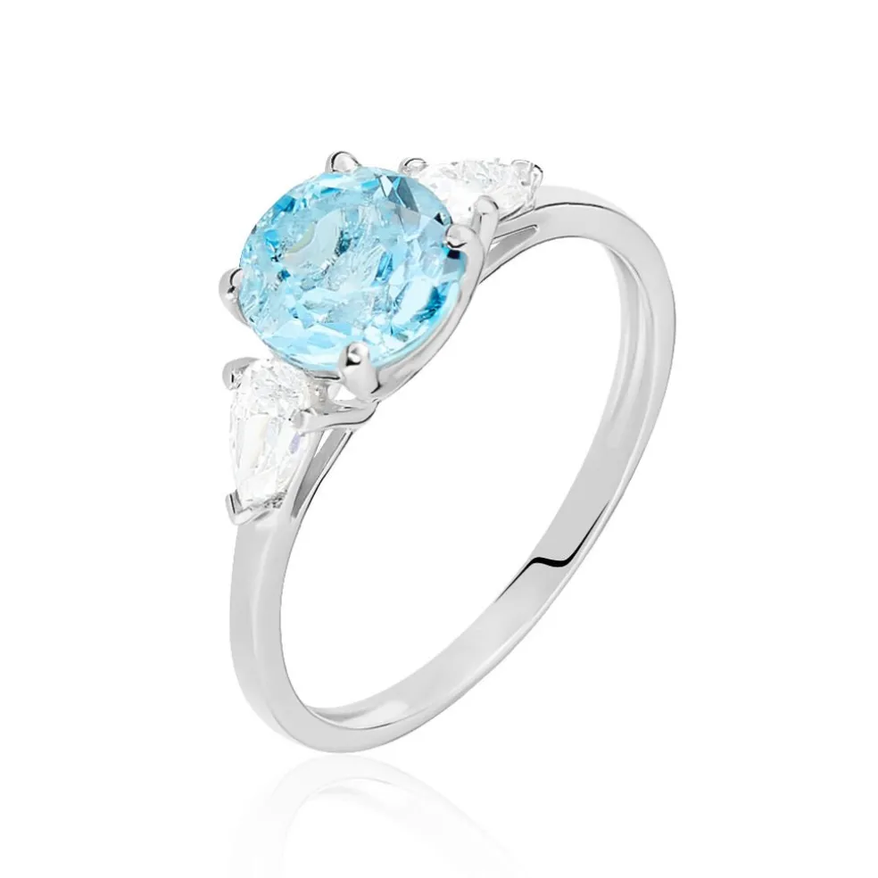 Bague Giana Or Blanc Topaze Et Oxyde De Zirconium