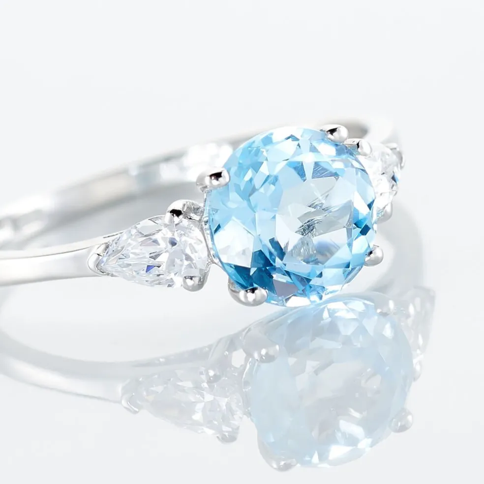 Bague Giana Or Blanc Topaze Et Oxyde De Zirconium