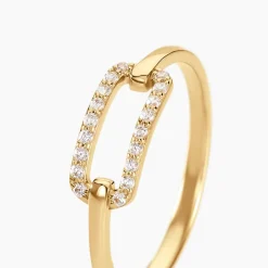 Bague Graphic Lines Or Jaune Oxyde De Zirconium