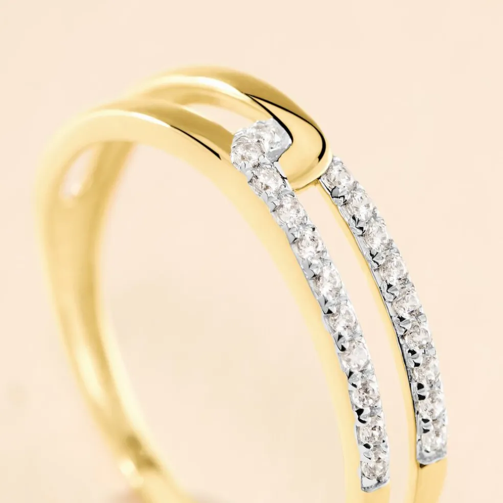 Bague Graphic Lines Or Jaune Oxyde De Zirconium