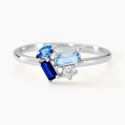 Bague Guillemette Argent Blanc Pierre D'imitation