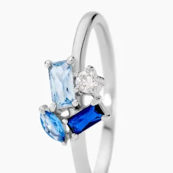 Bague Guillemette Argent Blanc Pierre D'imitation