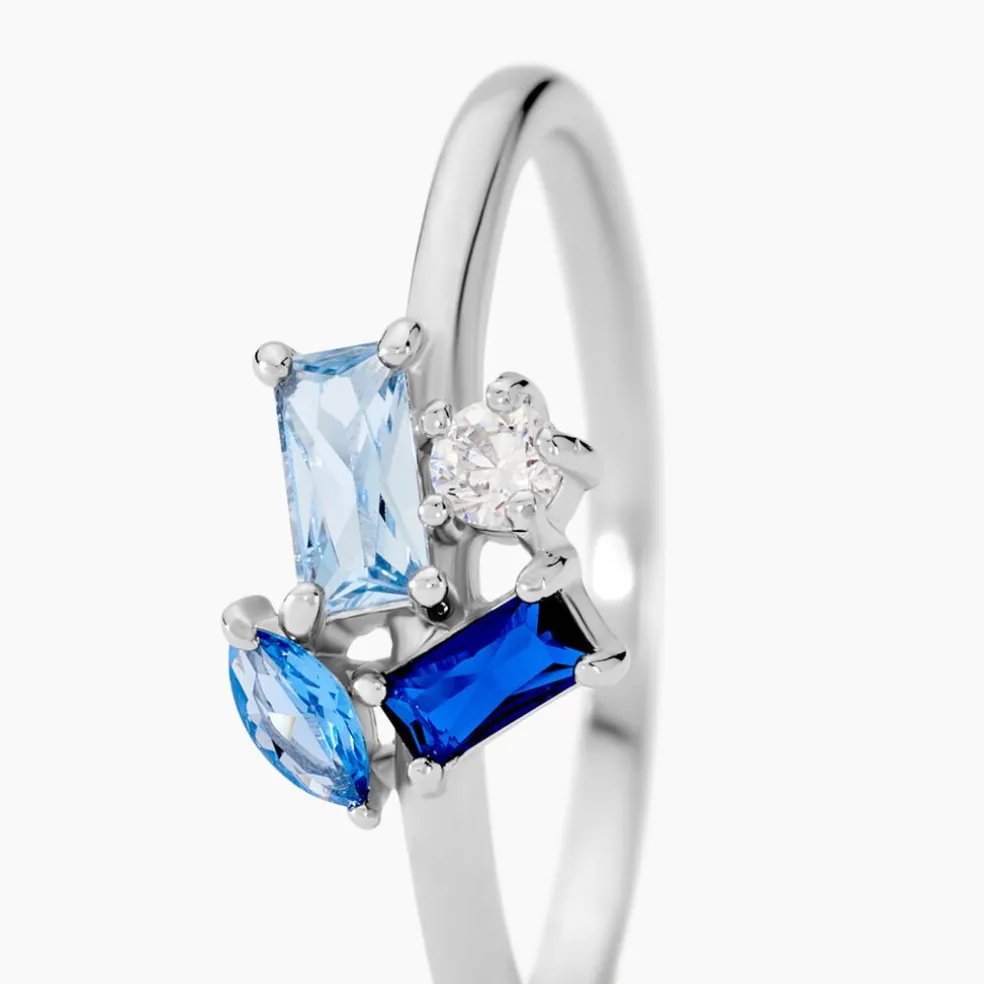 Bague Guillemette Argent Blanc Pierre D'imitation