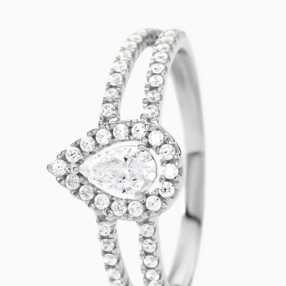 Bague Hildana Or Blanc Oxyde De Zirconium