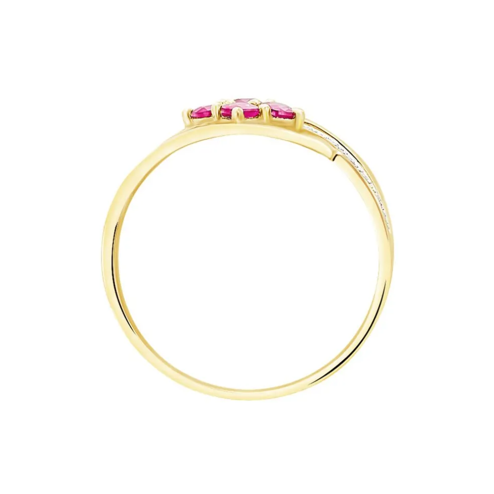 Bague Hoela Or Jaune Diamant Et Rubis