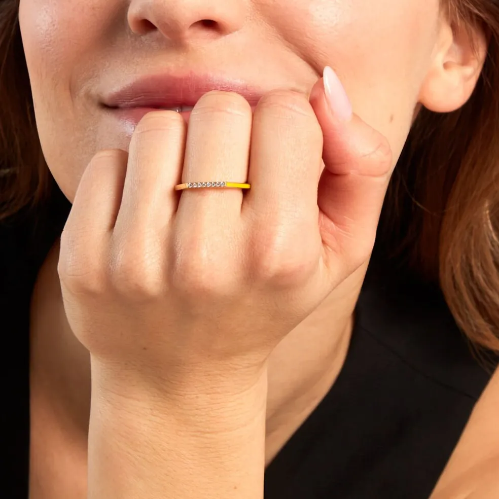 Bague Infini Pop Argent Jaune Oxyde De Zirconium