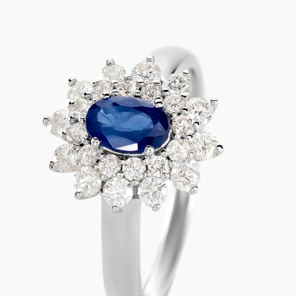 Bague Ivan Or Blanc Saphir Et Diamant