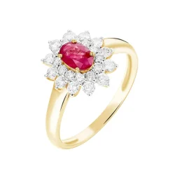 Bague Ivan Or Jaune Rubis Et Diamant