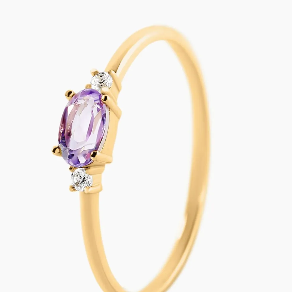 Bague Jardin Secret Or Jaune Améthyste Oxyde De Zirconium