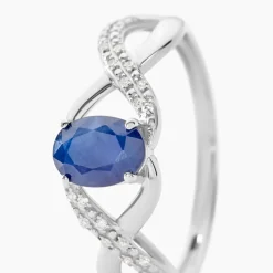 Bague Jess Or Blanc Saphir Et Diamant