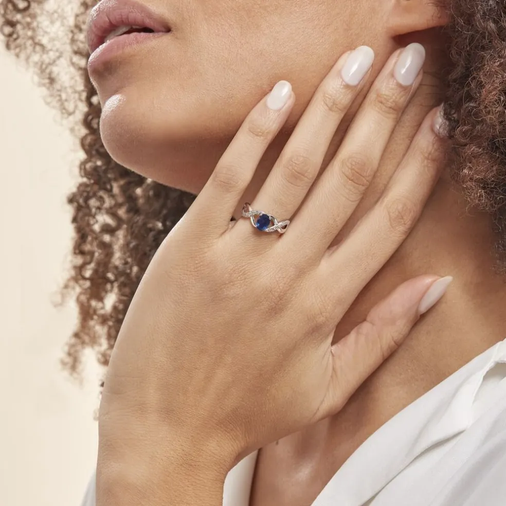 Bague Jess Or Blanc Saphir Et Diamant