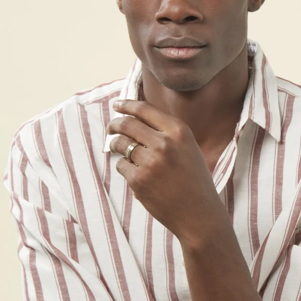 Bague John Acier Bicolore Plaque Or Jaune